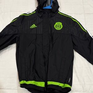 Adidas Black Jacket with Neon Green Highlights